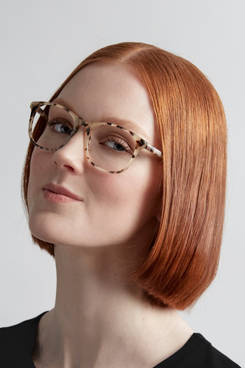 Image with model wearing glasses