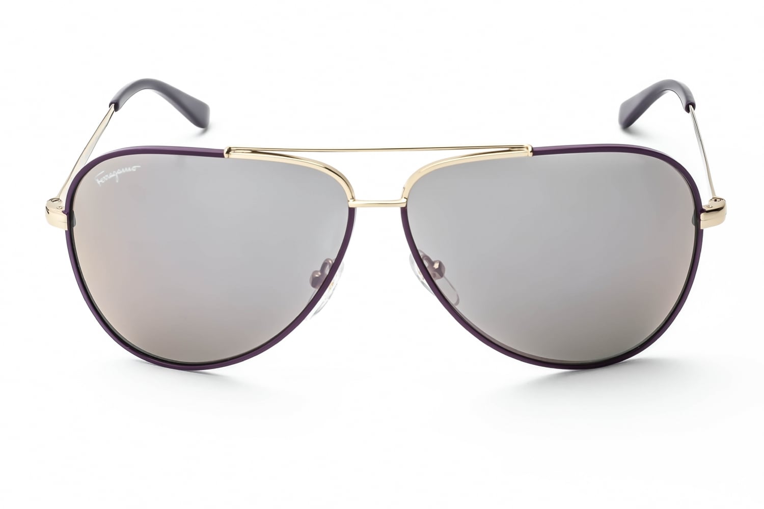 Salvatore Ferragamo SF131S‎ 736 Shiny Light Gold, Purple/Grey Sunglasses Amazon.com: Ferragamo Women main image 2