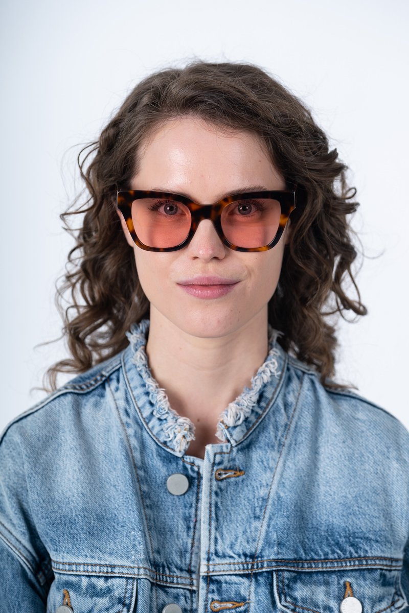 Image with model wearing glasses