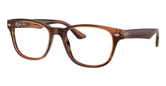 Ray-Ban RX5414 - Striped Brown, Plastic, Round frame