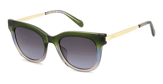 Fossil FOS 2169/G/S - 4n79o Green Beig, Acetate, Cat Eye frame