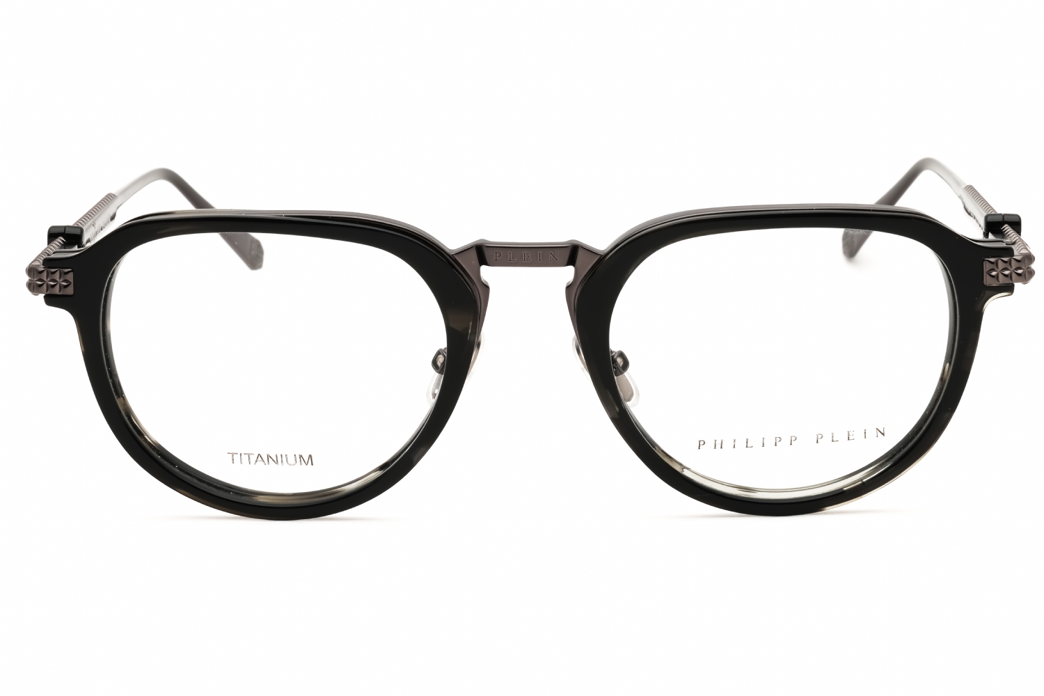 Philipp Plein VPP116V - Shiny Black, Titanium, Round frame