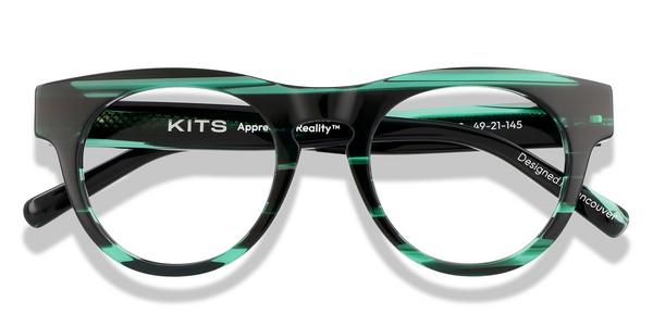 KITS Elway Ltd - Black and Green Stripes, Acetate, Round frame